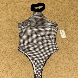 Mystique Boutique Black and White Mesh Bodysuit